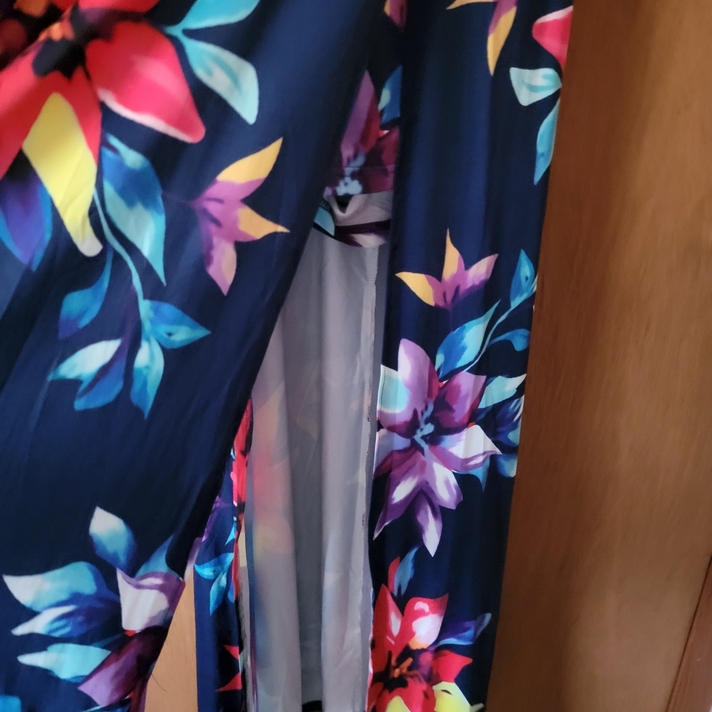 Vibrant Floral Maxi Dress With Slit Front Panels Showing Shorts Beneath - Picture 4 of 10